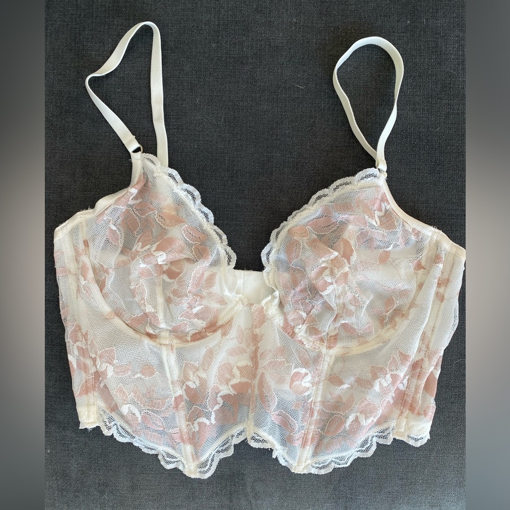 NEW w/tags COSABELLA BRALETTE in cream and rose lace wire channeling and boning